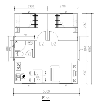 Magic House Tiny Homes on Wheels 2 Bedrooms Tiny House Trailer 20 ft Tiny Homes Modern Cheap Prefab Homes