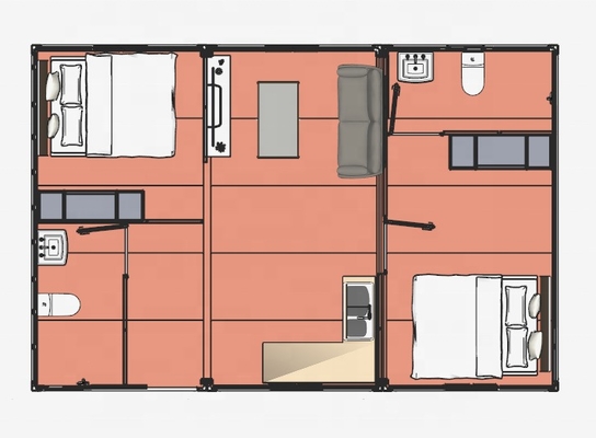 Luxury Healthy Material 2 Bedroom Prefab House for Hotel