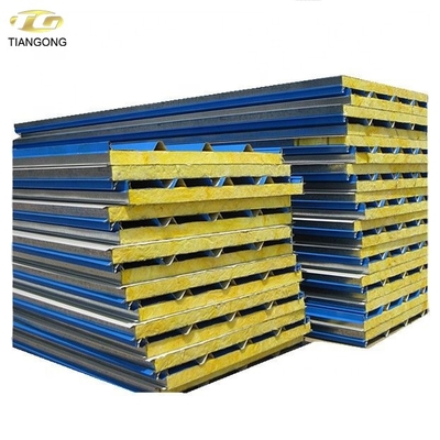 Color Steel Customized Rock Wool Sandwich Panels for Roof and Wall